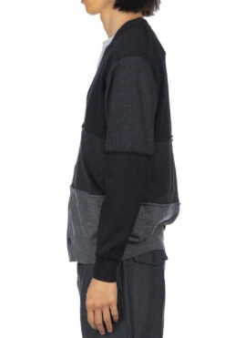 Black X Grey Color Block Cardigan -Lemaire Shop Comme Des Garcons Homme Black x Grey Color Block Cardigan HL N001 03