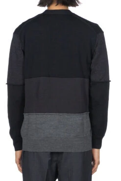 Black X Grey Color Block Cardigan -Lemaire Shop Comme Des Garcons Homme Black x Grey Color Block Cardigan HL N001 04