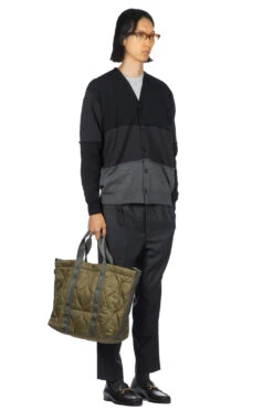 Black X Grey Color Block Cardigan -Lemaire Shop Comme Des Garcons Homme Black x Grey Color Block Cardigan HL N001 06