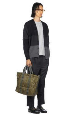 Black X Grey Color Block Cardigan -Lemaire Shop Comme Des Garcons Homme Black x Grey Color Block Cardigan HL N001 07