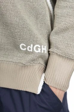 Cotton Gima X Poly Jersey Embossed Logo Sweater - Seige Green 12 Cotton Gima X Poly Jersey Embossed Logo Sweater - Seige Green -Lemaire Shop Comme Des Garcons Homme Cotton Gima x Poly Jersey Embossed Logo Sweater Seige Green HM N003 2 06a