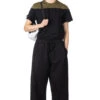 Cotton Ramie Weather Garment Washed Pants - Black