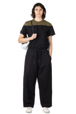 Cotton Ramie Weather Garment Washed Pants - Black
