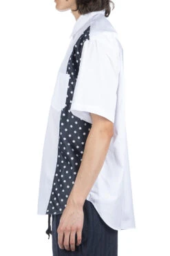 Cotton X Poly Lawn Dots Print Shirt - White X Navy 9 Cotton X Poly Lawn Dots Print Shirt - White X Navy -Lemaire Shop Comme Des Garcons Homme Cotton x Poly Lawn Dots Print Shirt White x Navy HM B020 2 03