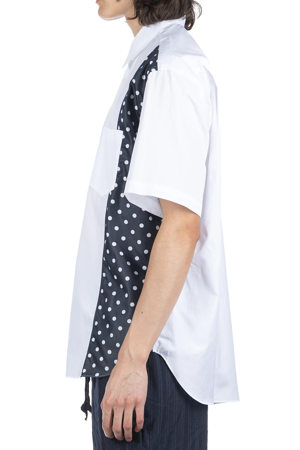 Cotton X Poly Lawn Dots Print Shirt - White X Navy 3 Cotton X Poly Lawn Dots Print Shirt - White X Navy - Image 3