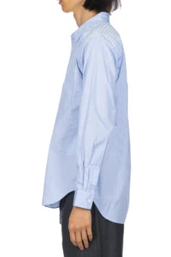 Contrast Pattern Shirt - Sax X White X Navy -Lemaire Shop Comme Des Garcons Homme Deux Contrast Pattern Shirt Sax x White x Navy DL B028 03