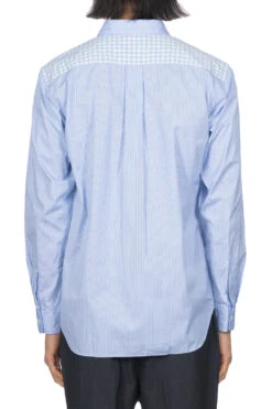 Contrast Pattern Shirt - Sax X White X Navy -Lemaire Shop Comme Des Garcons Homme Deux Contrast Pattern Shirt Sax x White x Navy DL B028 04