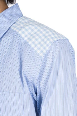 Contrast Pattern Shirt - Sax X White X Navy -Lemaire Shop Comme Des Garcons Homme Deux Contrast Pattern Shirt Sax x White x Navy DL B028 06