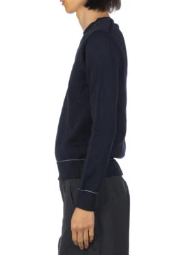 Rib Knit Crewneck Sweater - Navy -Lemaire Shop Comme Des Garcons Homme Deux Rib Knit Crewneck Sweater Navy DL N508 03