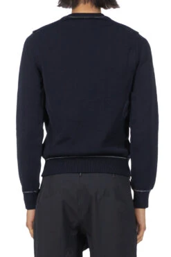 Rib Knit Crewneck Sweater - Navy -Lemaire Shop Comme Des Garcons Homme Deux Rib Knit Crewneck Sweater Navy DL N508 04