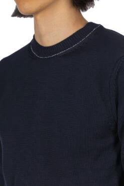 Rib Knit Crewneck Sweater - Navy -Lemaire Shop Comme Des Garcons Homme Deux Rib Knit Crewneck Sweater Navy DL N508 05