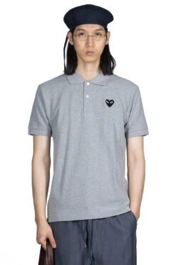 Comme Des Garçons Play Black Heart Polo Shirt - Grey