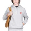 Comme Des Garçons Play Men's Red Heart Hoodie - Grey