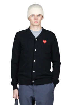 Comme Des Garçons Play Red Heart Cardigan - Black