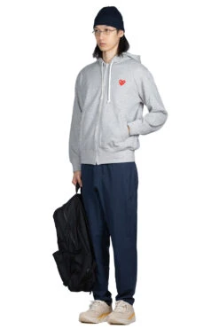 Comme Des Garçons Play Red Heart Full Zip Hoodie - Grey -Lemaire Shop Comme Des Garcons Play Red Heart Full Zip Hoodie Grey AZ T168 051 1 06 m