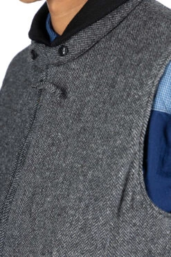 LL Vest - Grey Poly Wool Herringbone -Lemaire Shop Engineered Garments LL Vest Grey Poly Wool Herringbone C012 IP002 05