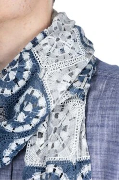 Long Scarf - Blue X Grey Poly Crochet -Lemaire Shop Engineered Garments Long Scarf Blue x Grey Poly Crochet 24S1H001 IB003 25 m