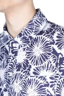 Polo Shirt - Navy Cotton Floral Pique -Lemaire Shop Engineered Garments Polo Shirt Navy Cotton Floral Pique 24S1B036 PF006 05 m