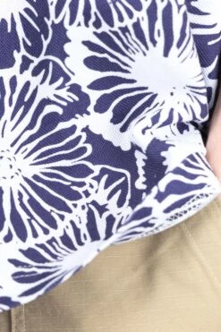 Polo Shirt - Navy Cotton Floral Pique -Lemaire Shop Engineered Garments Polo Shirt Navy Cotton Floral Pique 24S1B036 PF006 06 m