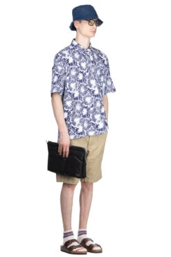 Polo Shirt - Navy Cotton Floral Pique -Lemaire Shop Engineered Garments Polo Shirt Navy Cotton Floral Pique 24S1B036 PF006 08 m