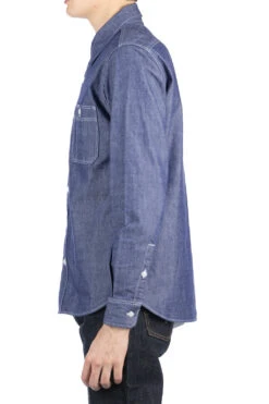 10oz Organic Chambray Work Shirt - Navy Blue -Lemaire Shop Iron Heart 10oz Organic Chambray Work Shirt Navy Blue IHSH 363 NAV 32