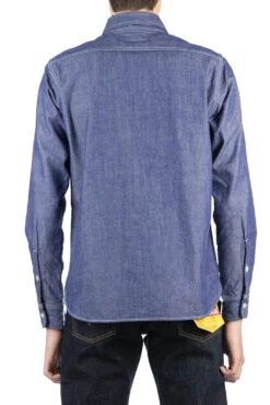 10oz Organic Chambray Work Shirt - Navy Blue -Lemaire Shop Iron Heart 10oz Organic Chambray Work Shirt Navy Blue IHSH 363 NAV 33