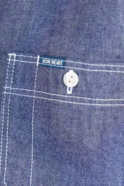 10oz Organic Chambray Work Shirt - Navy Blue -Lemaire Shop Iron Heart 10oz Organic Chambray Work Shirt Navy Blue IHSH 363 NAV 35