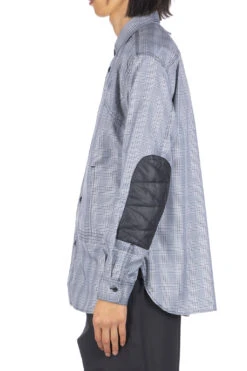 Checker Shirt With Elbow Patch - White Black X Black -Lemaire Shop Junya Watanabe MAN Checker Shirt With Elbow Patch White Black x Black WL B003 13