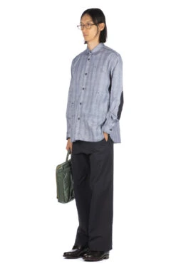 Checker Shirt With Elbow Patch - White Black X Black -Lemaire Shop Junya Watanabe MAN Checker Shirt With Elbow Patch White Black x Black WL B003 19