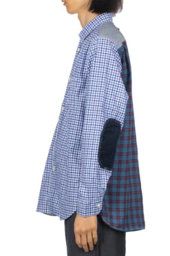 Contrast Checker Shirt - White Blue Black X Blue -Lemaire Shop Junya Watanabe MAN Contrast Checker Shirt White Blue Black x Blue WL B006 03