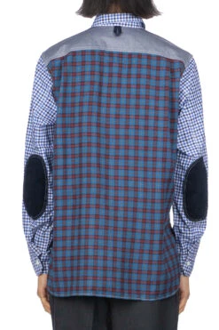 Contrast Checker Shirt - White Blue Black X Blue -Lemaire Shop Junya Watanabe MAN Contrast Checker Shirt White Blue Black x Blue WL B006 04