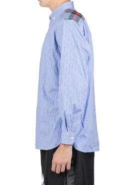 Mixed Pattern Shirt - Sax / White X Sax -Lemaire Shop Junya Watanabe MAN Mixed Pattern Shirt Sax White x Sax WL B018 10