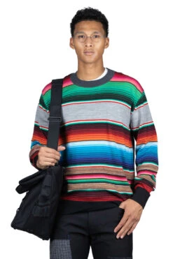 Wool Jersey Stripe Sweater - Multi X Charcoal Gray