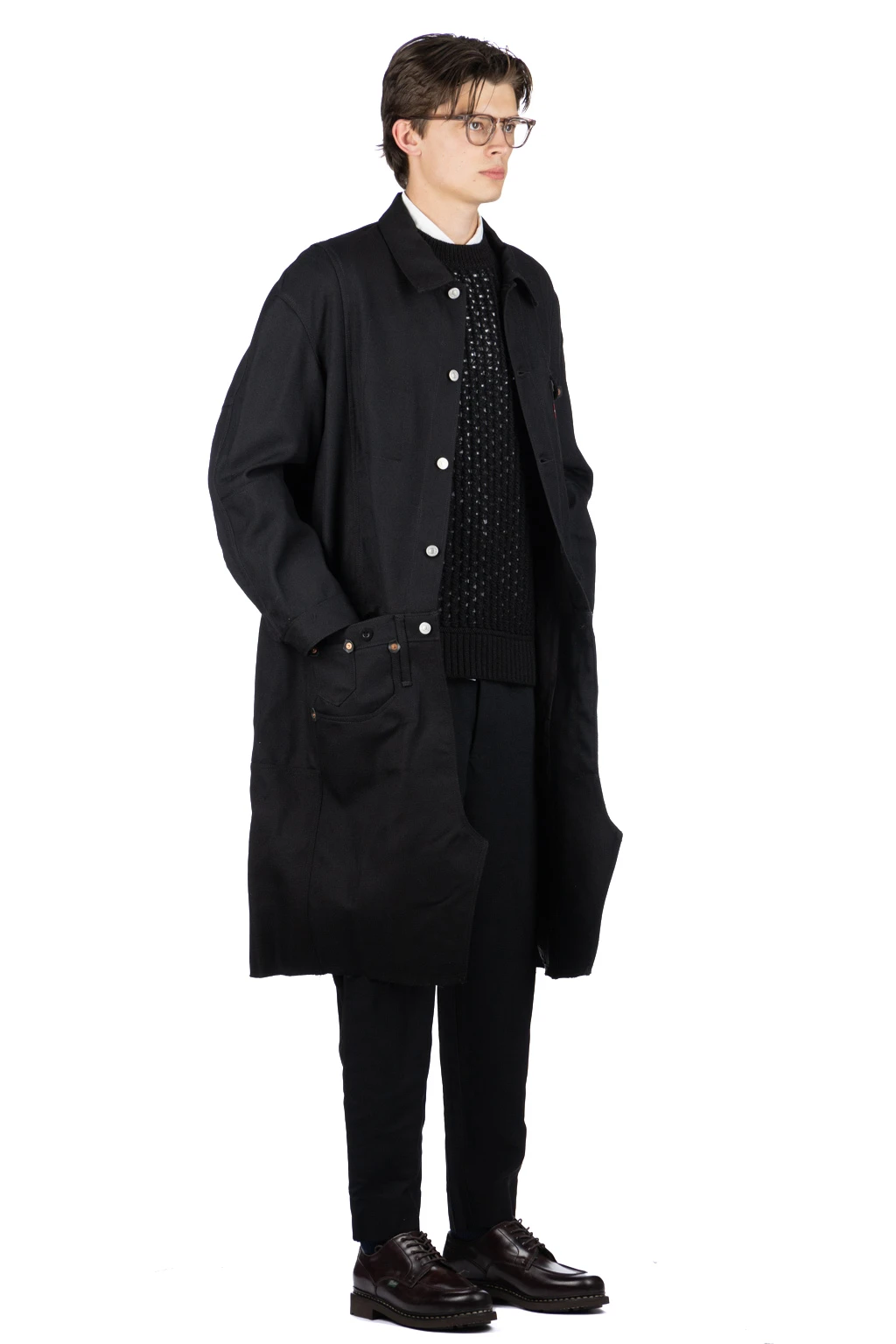 X Levis Long Wool Coat - Black X Black 9 X Levis Long Wool Coat - Black X Black - Image 9