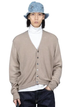 10G ECO Knit Elbow CONEYBOWY Short Cardigan - Beige