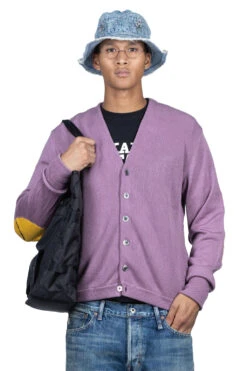 10G ECO Knit Elbow CONEYBOWY Short Cardigan - Pink X Purple