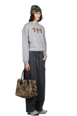 30-Knit Crew Sweatshirt (LUCKY BATTERY BIRD) - Grey -Lemaire Shop Kapital 30 Knit Crew Sweatshirt LUCKY BATTERY BIRD Grey K2312LC182 GRY 27 m