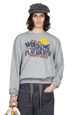 30-Knit Crew Sweatshirt (NIGHT SHIFT PROFILE RAINBOWY) - Grey