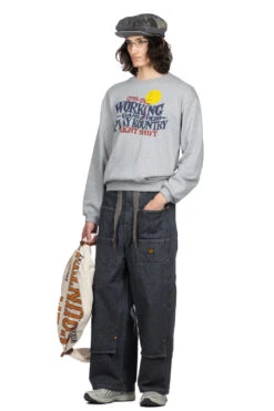 30-Knit Crew Sweatshirt (NIGHT SHIFT PROFILE RAINBOWY) - Grey -Lemaire Shop Kapital 30 Knit Crew Sweatshirt NIGHT SHIFT PROFILE RAINBOWY Grey K2311LC149 GRY 26 m