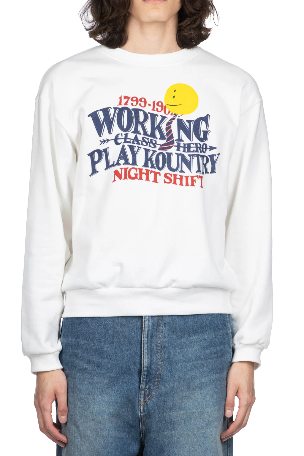 30-Knit Crew Sweatshirt (NIGHT SHIFT PROFILE RAINBOWY) - White 2 30-Knit Crew Sweatshirt (NIGHT SHIFT PROFILE RAINBOWY) - White - Image 2