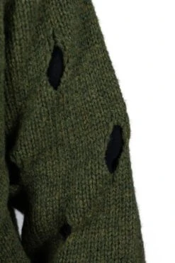 3G Wool NORDIC Hole Punch Raglan Crew Sweater - Khaki -Lemaire Shop Kapital 3G Wool NORDIC Hole Punch Raglan Crew Sweater Khaki K2110KN077 KHA 06 m