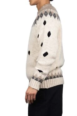 3G Wool NORDIC Hole Punch Raglan Crew Sweater - Natural -Lemaire Shop Kapital 3G Wool NORDIC Hole Punch Raglan Crew Sweater Natural K2110KN077 NAT 03 m