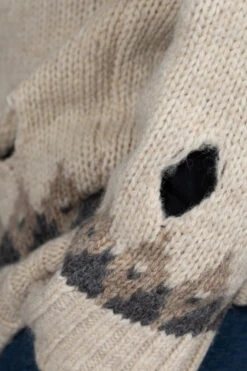 3G Wool NORDIC Hole Punch Raglan Crew Sweater - Natural -Lemaire Shop Kapital 3G Wool NORDIC Hole Punch Raglan Crew Sweater Natural K2110KN077 NAT 06 m