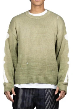 5G Cotton Knit BONE Crew Sweater - Khaki 11 5G Cotton Knit BONE Crew Sweater - Khaki -Lemaire Shop Kapital 5G Cotton Knit BONE Crew Sweater Khaki EK 1077KN KHA 03 m