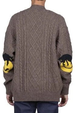 5G Wool Cable Knit Elbow-CAPITAL Cardigan - Mocha Brown -Lemaire Shop Kapital 5G Wool Cable Knit Elbow CAPITAL Cardigan Mocha Brown K2211KN138 MOB noe 04 m