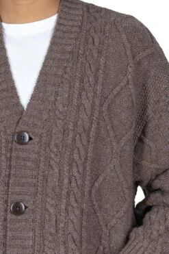 5G Wool Cable Knit Elbow-CAPITAL Cardigan - Mocha Brown -Lemaire Shop Kapital 5G Wool Cable Knit Elbow CAPITAL Cardigan Mocha Brown K2211KN138 MOB noe 06 m