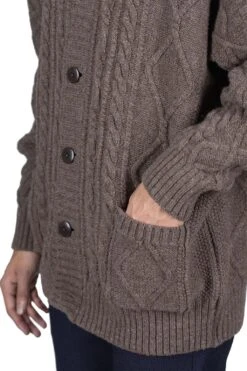 5G Wool Cable Knit Elbow-CAPITAL Cardigan - Mocha Brown -Lemaire Shop Kapital 5G Wool Cable Knit Elbow CAPITAL Cardigan Mocha Brown K2211KN138 MOB noe 07 m