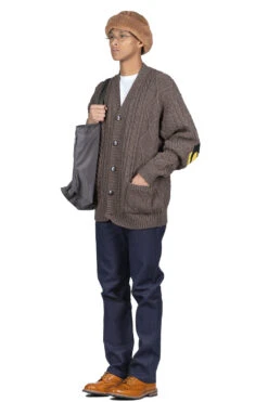 5G Wool Cable Knit Elbow-CAPITAL Cardigan - Mocha Brown -Lemaire Shop Kapital 5G Wool Cable Knit Elbow CAPITAL Cardigan Mocha Brown K2211KN138 MOB noe 09 m