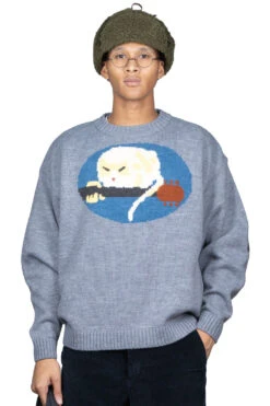 7G Wool Crew Sweater (FAT CAT ON LEGEND LIVE) - Grey