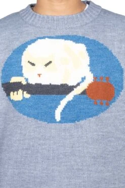 7G Wool Crew Sweater (FAT CAT ON LEGEND LIVE) - Grey -Lemaire Shop Kapital 7G Wool Crew Sweater FAT CAT ON LEGEND LIVE Grey K2210KN111 GRY viv 06 m